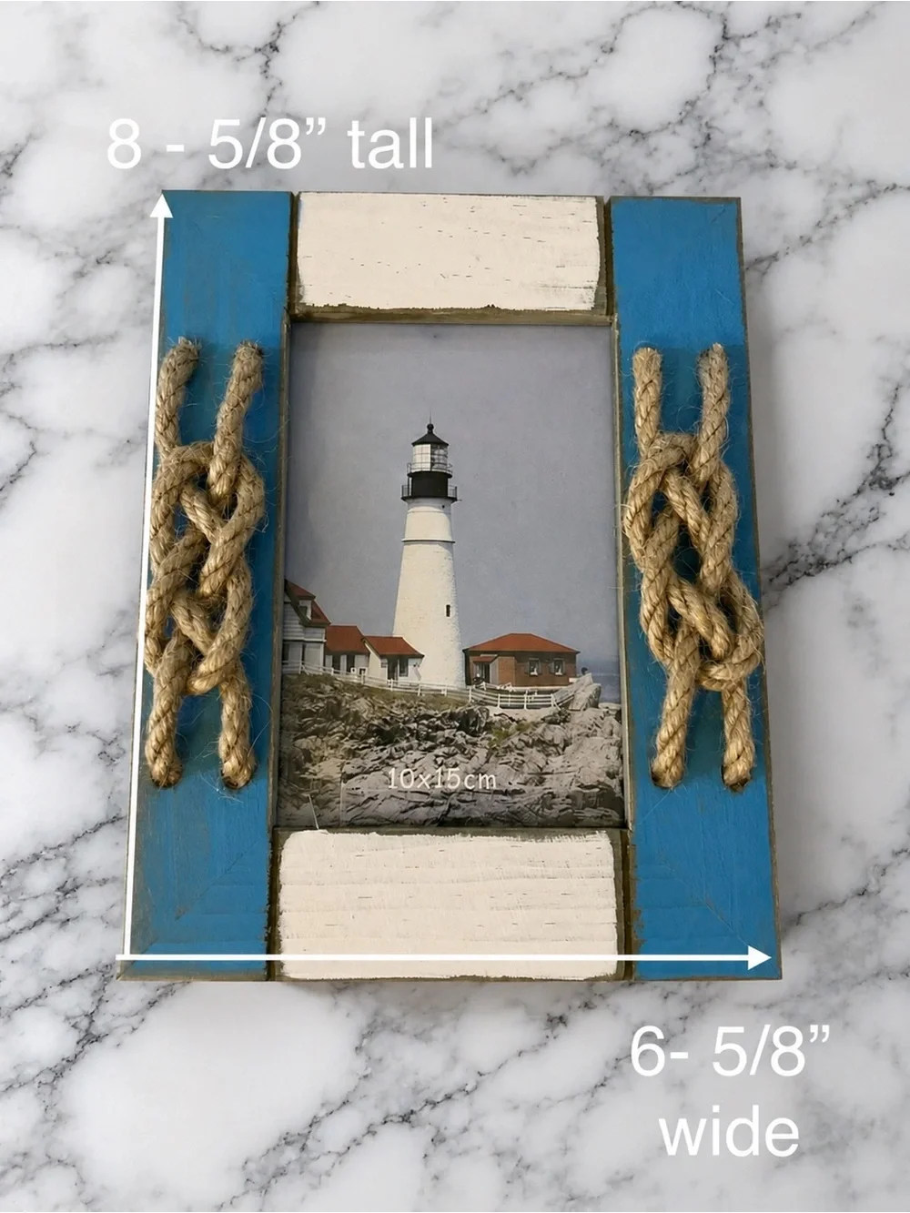 Coastal Rope Accent Wall Frame - White and Blue (set of 2)